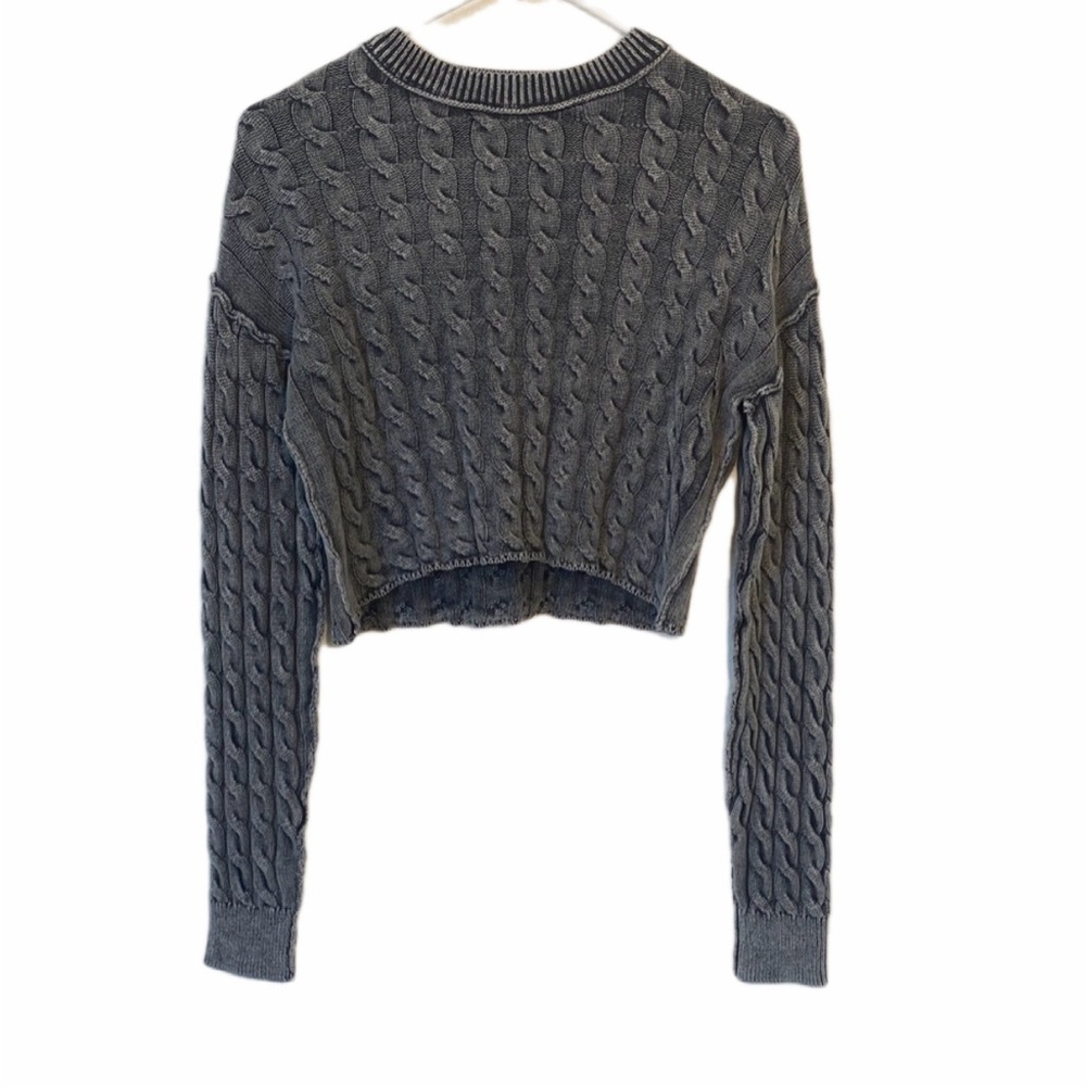 Full Tilt Gray Cable Knit Cropped Sweater Size XXS